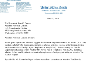 Menendez letter re David Rivera