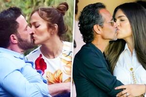 Marc Anthony y Jennifer López: el cantante y Nadia Ferreira se dan apasionado beso en público 