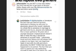 Justin Bieber contesta a un seguidor en Instagram que insultó a Hailey Baldwin