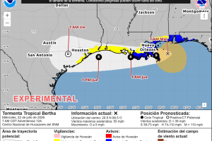 trayectoria prevista próximos díastormenta tropical Bertha EEUU