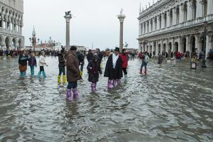 High Water In Venice For The Last Day Of The Carnival