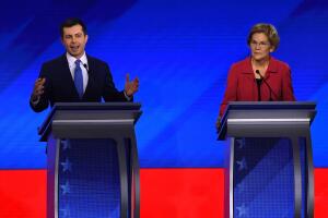 Pete Buttigieg y Elizabeth Warren.