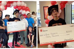 KFC le da $20,000 a Wilfred Nazario para que siga sus estudios