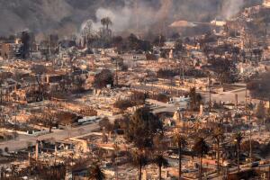 Imágenes aéreas de la destrucción dejada por el incendio Palisades en California.