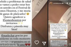 Michelle Renaud publicó este mensaje y foto alertando sobre su estado de salud. 