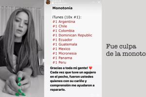 Shakira agradeció a sus fans por ayudarla a "reparar" el hueco que tiene el pecho tras el lanzamiento del video 'Monotonía'.