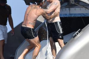 EXC David Beckham - Victoria Beckham - Sir Elton John - Harper Beckham - Brooklyn Beckham - David Furnis