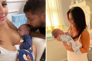 Viviane Araújo com o filho Joaquim e o marido Guilherme Militão