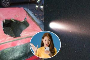 Supuesto meteorito impactó un auto en Francia.
