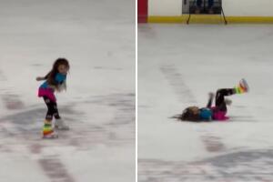 Niña hace rutina de patinaje sobre hilo al ritmo de Gloria Trevi 
