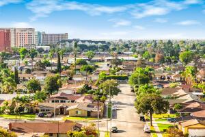 Panoramic view of a neighborhood in Anaheim, California