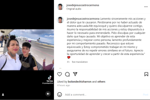Supuestamente, el novio de Paola Suárez le pidió perdón publicando un video en Instagram.