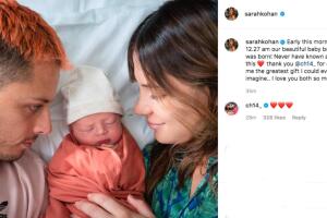 Javier Chicharito Hernández y Sarah Kohan junto a su bebé Noah, 16 junio 2019