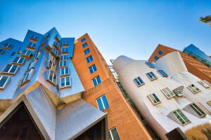 Ray and Maria Stata Center on the campus of the world-famous MIT institute of technology designed by Pritzker Prize-winning architect Frank Gehry