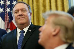 FILE PHOTO: President Trump calls on Secretary of StatePompeo durig signing ceremony at the White House in Washington