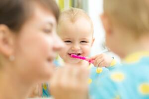 Cómo lavar los dientes de los bebés
