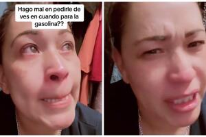 Mujer rompe en llanto porque su hijo se enojó.