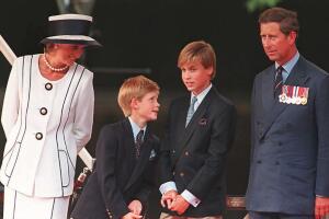 Princess Diana(L), her sons Harry(2nd L)