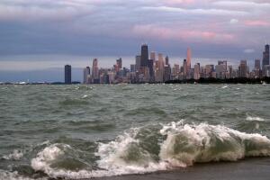 Olas en el lago Michigan