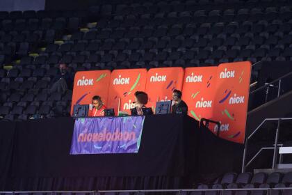 NEW ORLEANS, LOUISIANA - JANUARY 10: Broadcasters for Nickelodeon set up ahead of the NFC Wild Card Playoff game between the New Orleans Saints and the Chicago Bears at Mercedes Benz Superdome on January 10, 2021 in New Orleans, Louisiana. (Photo by Chris Graythen/Getty Images)