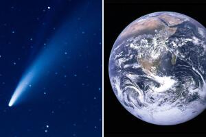 Cometa cerca del planeta Tierra
