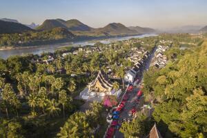Drone aerial view of Luang Prabang, Laos