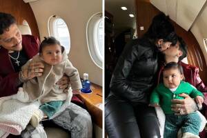 Nodal, Cazzu y su hija Inti en febrero de 2024