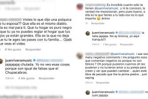 Mensajes que Juan Rivera respondió ante críticas para él y su esposa Brenda.