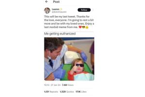 Último mensaje en Twitter de Lauren Hoeve