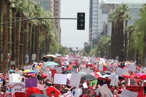 Arizona Teachers Go On Strike And March To State Capitol