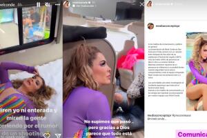 En la primera imagen de la izquierda se aprecian a personas corriendo tras el supuesto tiroteo en el Pride 2022 de San Francisco mientras Ninel Conde tomaba un descanso en su camerino.  