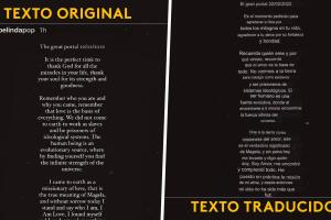 Este fue el mensaje con el que reapareció Belinda. A la derecha, la imagen de una traducción hecha por uno de los seguidores de la cantante.