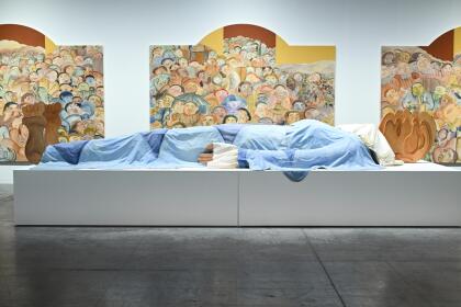 Artwork by Anastasia Bay is displayed on day 2 of Art Basel on Thursday, Dec. 5, 2024, at Miami Beach Convention Center in Miami Beach. (Photo by Scott Roth/Invision/AP)