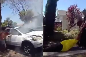 Hombre rescatado de un auto en llamas en Fullerton por un buen samaritano