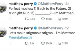 Estos son dos ejemplos de los mensajes que Matthew Perry publicó en redes sociales antes de morir y en los que se nombraba "'Mattman'".