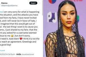 Este había sido el primer mensaje de disculpa que hizo Danna Paola tras la polémica que se desató.  