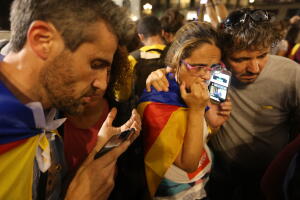 Demonstrators Protest Spanish Move To Suspend Catalan Autonomy