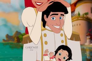 Colección de ilustraciones de príncipes Disney como papás.jpg