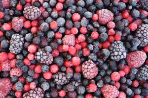 Close up of frozen mixed fruit  - berries