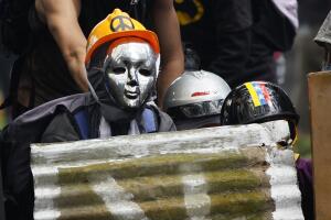 Masked demonstrators
