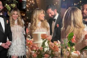 Para la pachanga, Migbelis Castellanos cambió de look y utilizó este otro vestido más corto y además se soltó el cabello.