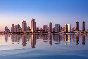 San Diego Skyline at sunset from Coronado