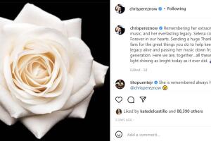 Con esta publicación, Chris Pérez recordó a Selena Quintanilla en su aniversario luctuoso.