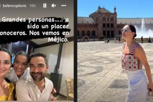 La foto de la izquierda es la primera en que aparecen juntos Ana de la Reguera y 'Poncho' Herrera. La actriz compartió otra de ella sola en España (derecha).