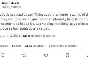 Alan Estrada criticó las "mentiras" que han surgido luego de la tragedia del Titan.