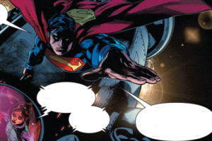 Superman en la batcave de la luna