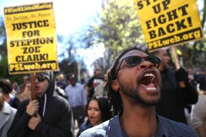Demonstrators Protest Against Recent Sacramento Police Shooting Of Unarmed Black Man