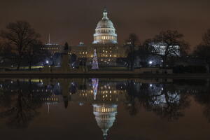 El Capitolio se refleja en Washington, mientras el cierre parcial del gobierno continúa en su segunda semana.
