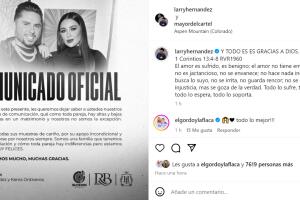 Este es el comunicado con el que Larry Hernández y Kenia Ontiveros aclararon su situación como pareja tras los rumores de una supuesta separación e infidelidad por parte de él.  