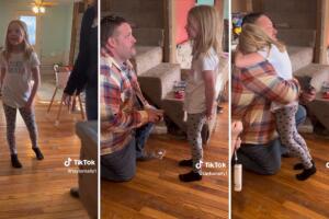 Hombre pide matrimonio a su pareja y también hace un compromiso con la hija de esta.